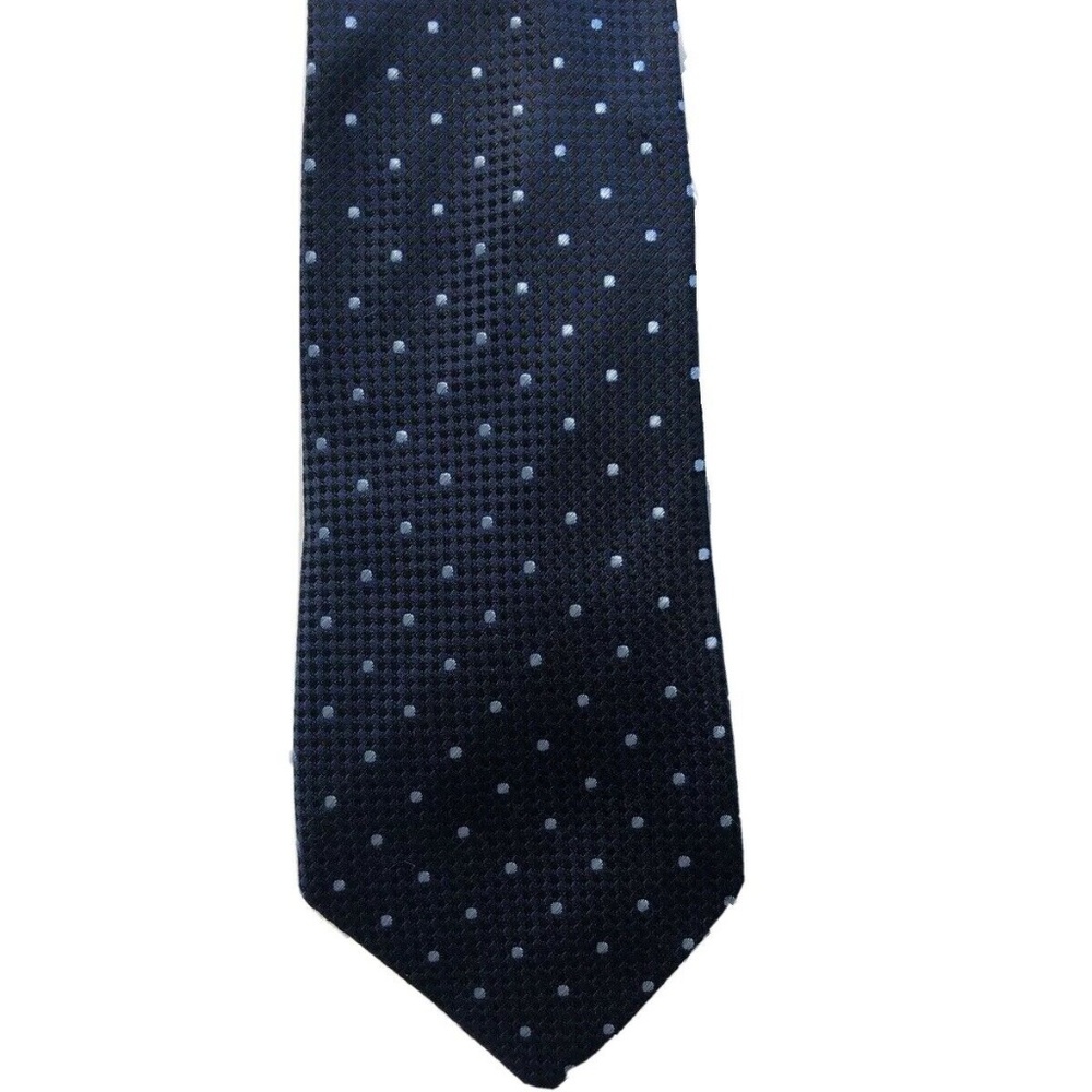 Banana Republic Mens Neck Tie Navy Blue Polka Dot